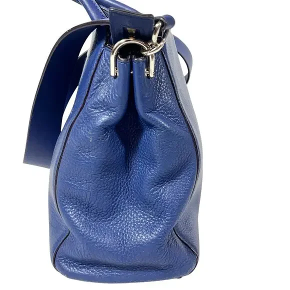 Kate Spade New York Atwood Place Larson Satchel Tassel Blue Leather Hand Bag - Picture 4 of 16